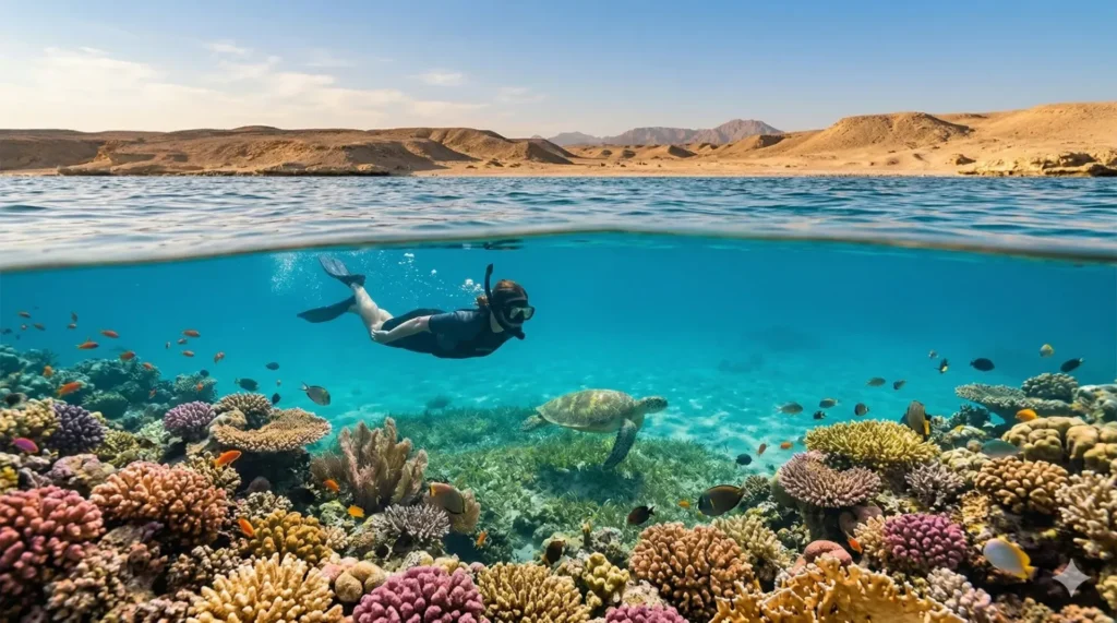 دليل السفر إلى مرسى علم لعام 2026 من موقع سيتي فايندر - الغوص مع الدلافين وأبقار البحر في مياه فيروزية بكر.